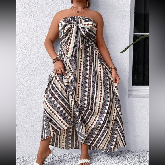 Boho knot front A-line tube dress - Picture 11 of 12